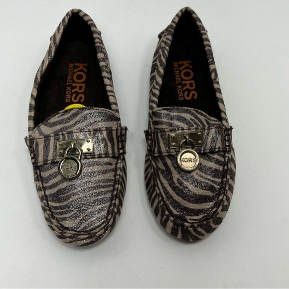 NWT Michael Kors Girls Metallic ZOEY Animal Print Loafers Zebra Giraffe Sz 13Y - Picture 5 of 12